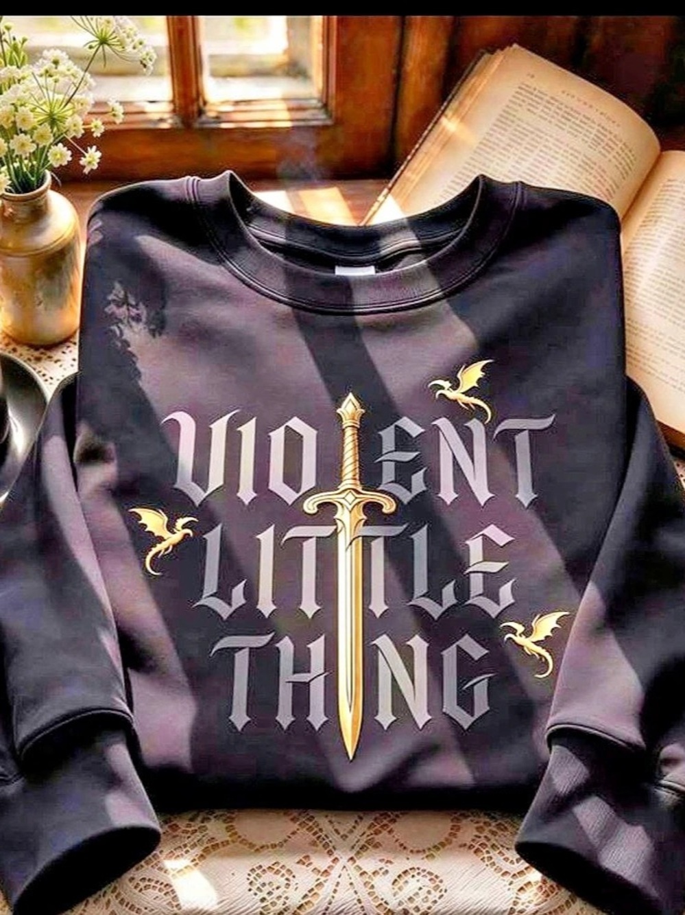 Violent Little Thing Sweatshirt in Black & Gray Size Small